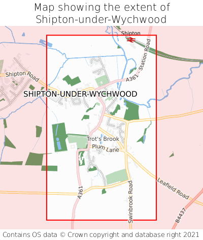 Map showing extent of Shipton-under-Wychwood as bounding box