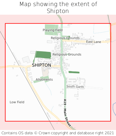 Map showing extent of Shipton as bounding box