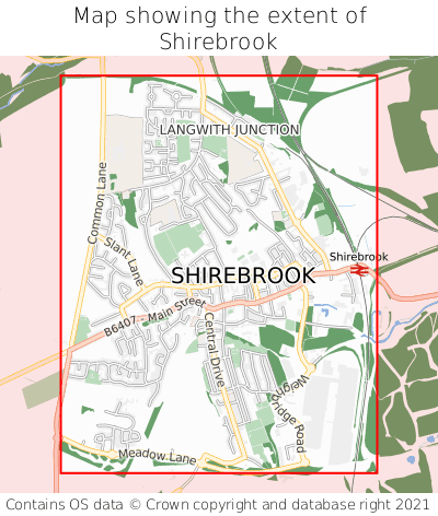 Map showing extent of Shirebrook as bounding box