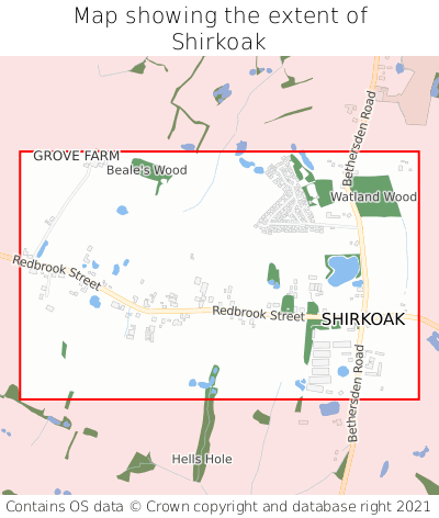 Map showing extent of Shirkoak as bounding box