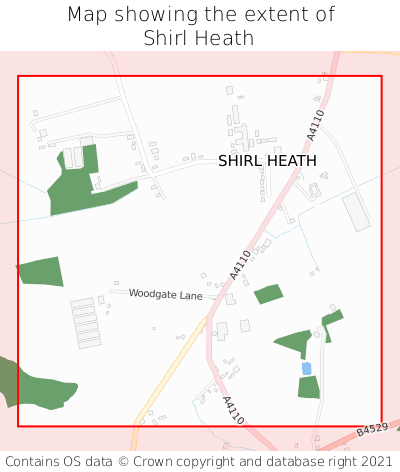 Map showing extent of Shirl Heath as bounding box
