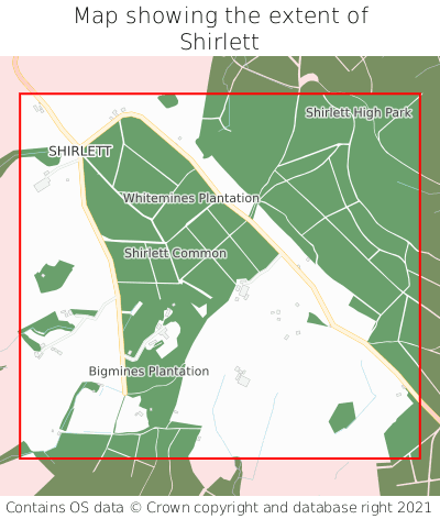 Map showing extent of Shirlett as bounding box