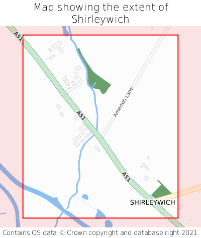 Map showing extent of Shirleywich as bounding box