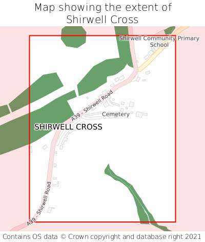 Map showing extent of Shirwell Cross as bounding box