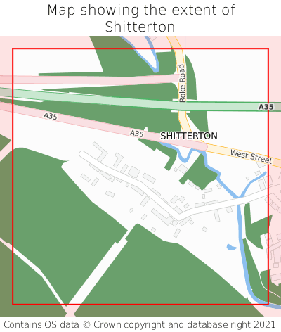 Map showing extent of Shitterton as bounding box