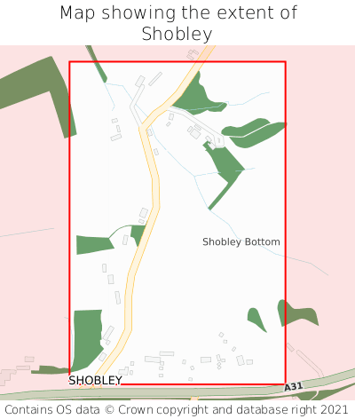 Map showing extent of Shobley as bounding box