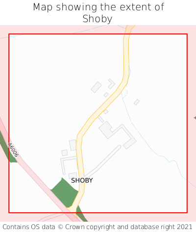 Map showing extent of Shoby as bounding box