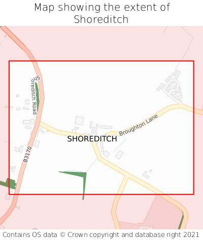 Map showing extent of Shoreditch as bounding box