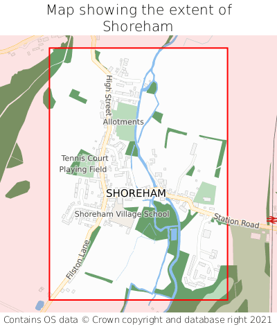 Map showing extent of Shoreham as bounding box