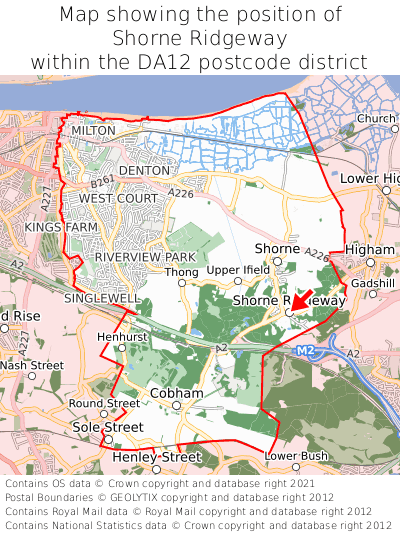 Map showing location of Shorne Ridgeway within DA12