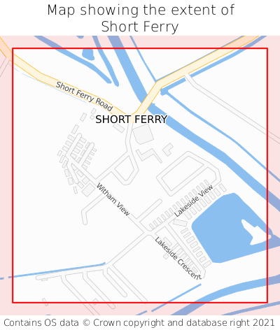 Map showing extent of Short Ferry as bounding box