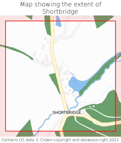 Map showing extent of Shortbridge as bounding box