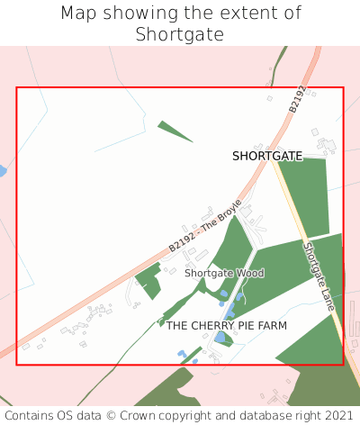 Map showing extent of Shortgate as bounding box