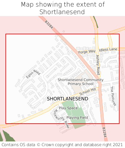Map showing extent of Shortlanesend as bounding box