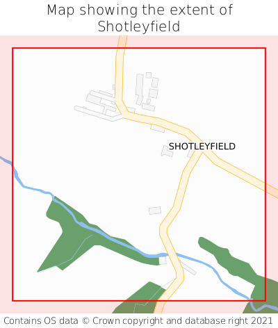 Map showing extent of Shotleyfield as bounding box