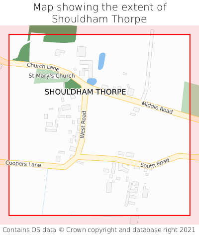 Map showing extent of Shouldham Thorpe as bounding box