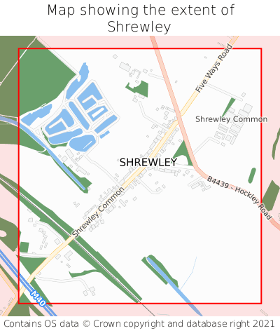 Map showing extent of Shrewley as bounding box