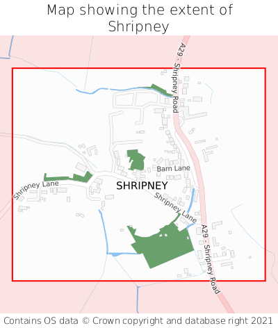 Map showing extent of Shripney as bounding box