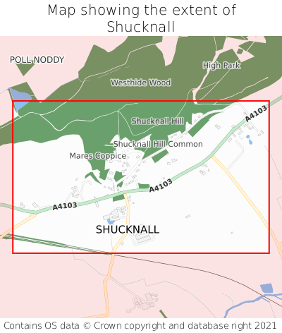 Map showing extent of Shucknall as bounding box