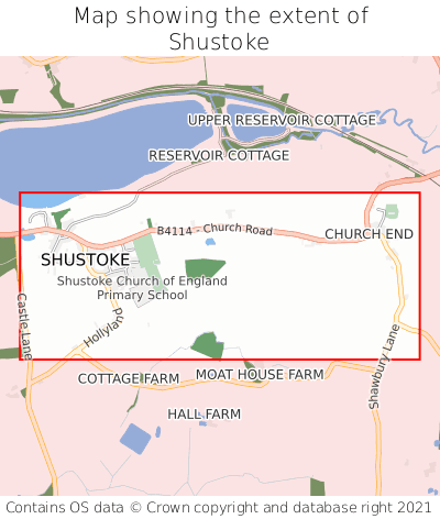 Map showing extent of Shustoke as bounding box