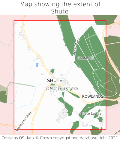 Map showing extent of Shute as bounding box