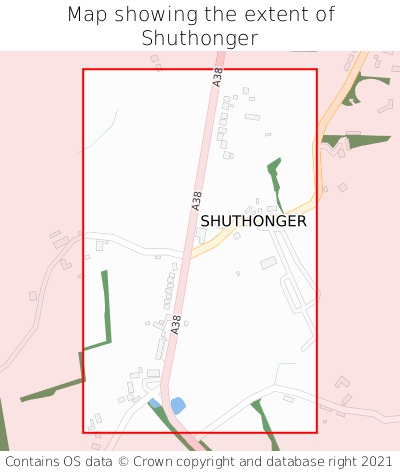 Map showing extent of Shuthonger as bounding box