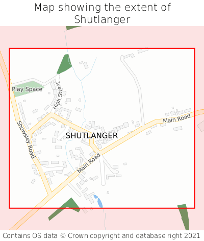 Map showing extent of Shutlanger as bounding box