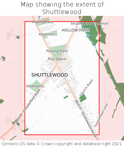 Map showing extent of Shuttlewood as bounding box