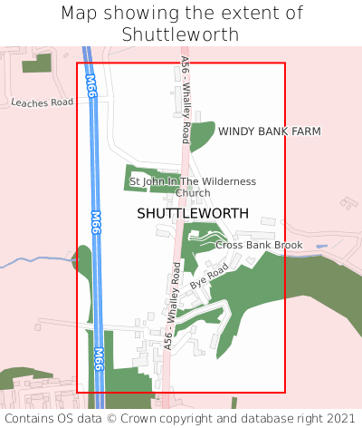 Map showing extent of Shuttleworth as bounding box