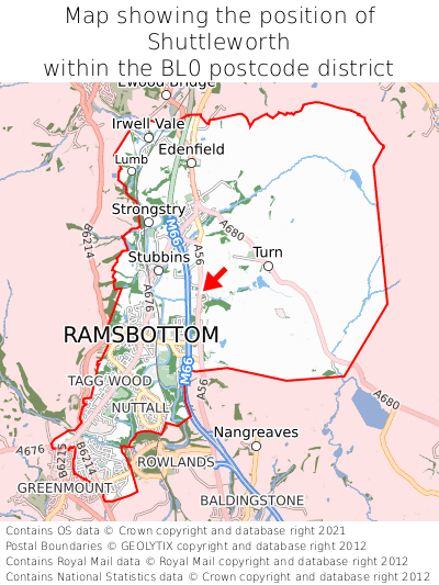 Map showing location of Shuttleworth within BL0