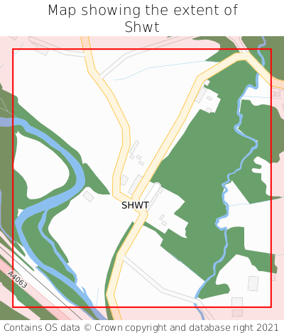 Map showing extent of Shwt as bounding box