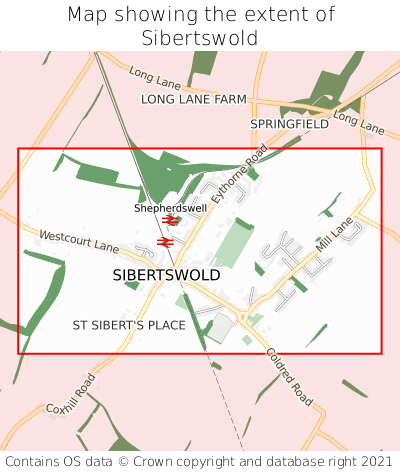 Map showing extent of Sibertswold as bounding box