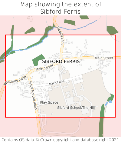 Map showing extent of Sibford Ferris as bounding box