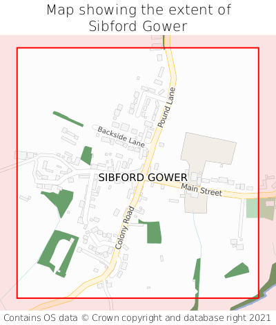 Map showing extent of Sibford Gower as bounding box