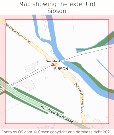 Map showing extent of Sibson as bounding box
