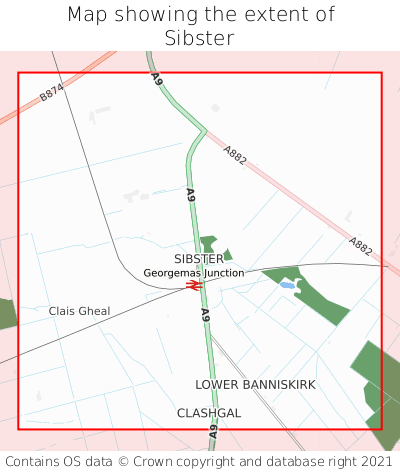 Map showing extent of Sibster as bounding box