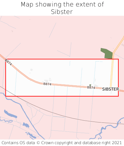 Map showing extent of Sibster as bounding box