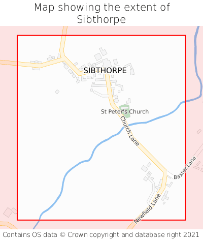 Map showing extent of Sibthorpe as bounding box