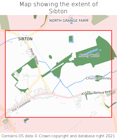 Map showing extent of Sibton as bounding box