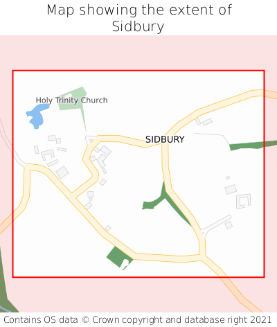 Map showing extent of Sidbury as bounding box