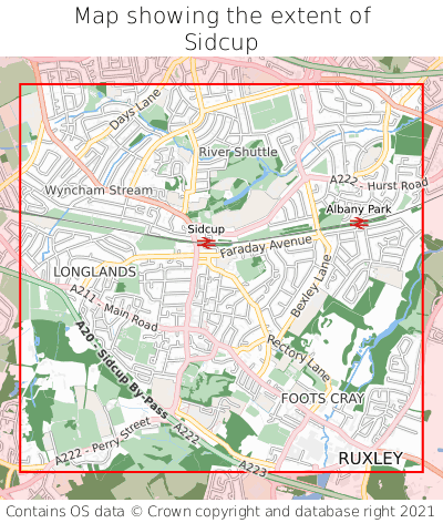 Map showing extent of Sidcup as bounding box