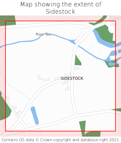 Map showing extent of Sidestock as bounding box