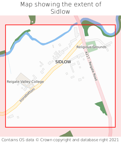 Map showing extent of Sidlow as bounding box