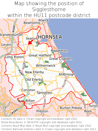 Map showing location of Sigglesthorne within HU11
