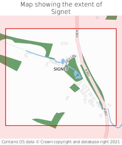Map showing extent of Signet as bounding box