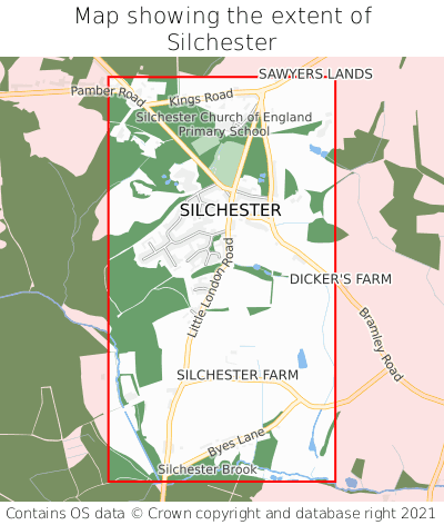 Map showing extent of Silchester as bounding box