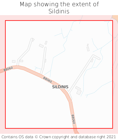 Map showing extent of Sildinis as bounding box