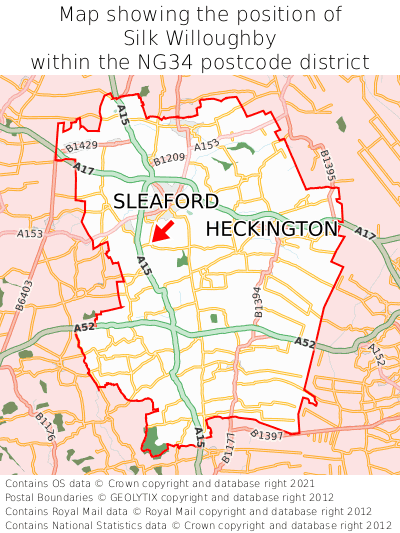 Map showing location of Silk Willoughby within NG34