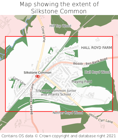Map showing extent of Silkstone Common as bounding box