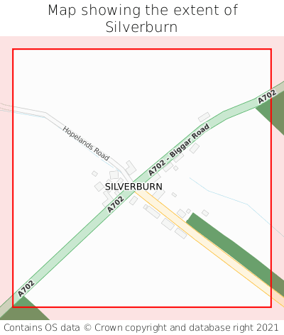 Map showing extent of Silverburn as bounding box